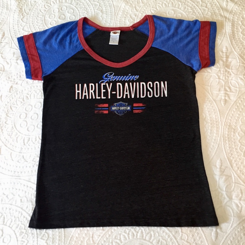 Harley-Davidson Motorcycle T-Shirt w/Ringer Sleeve